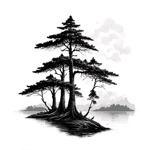 bald cypress trees tattoo design idea