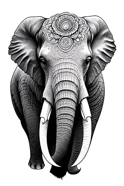elephant head mandala design incorporating tattoo design idea