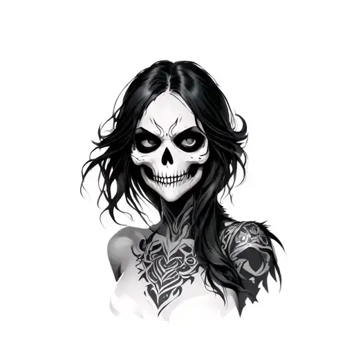 world of warcraft female undead girl looking tattoo design idea