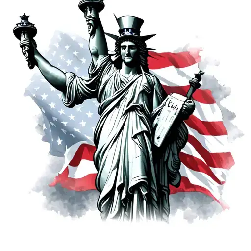 uncle sam carrying lady liberty limp in his arms tattoo design idea
