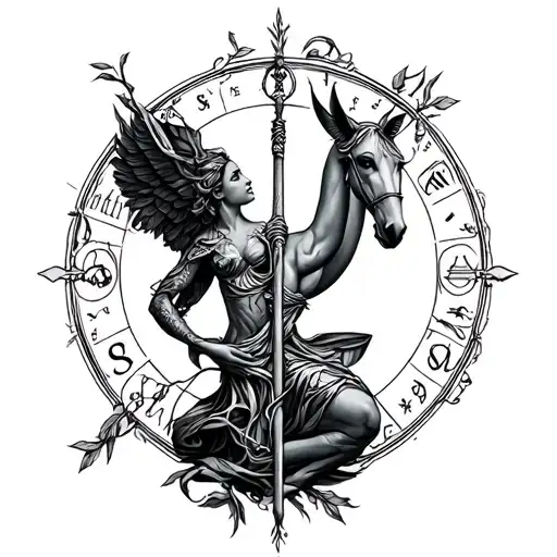 Libra And Sagittarius Combined tattoo design idea