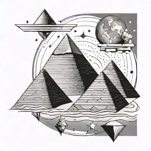 Three Pyramidasnof Giza with stars forming its shape tattoo design idea