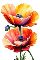 California's poppy and texas blue bonnet flower tattoo design idea
