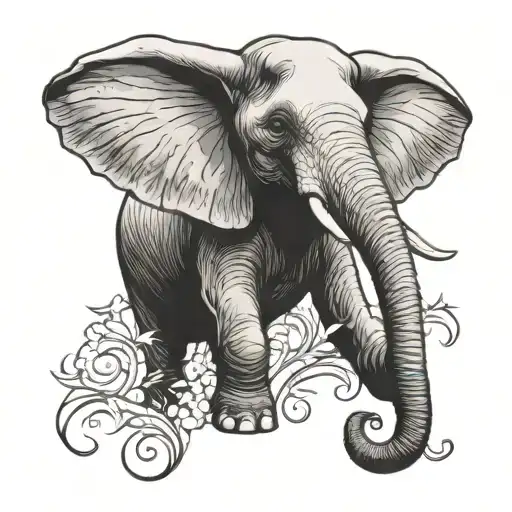 Elephant with angel wings with the date 07.12.50 - 12.06.15 tattoo design idea