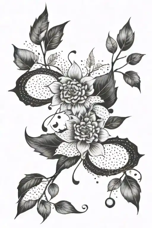 Combine stoic symbols with elements of nature to represent resilience and tranquility tattoo design idea