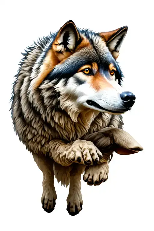 wolf climbing out of sheep's clothing  tattoo design idea