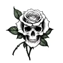 rose with a skull inside it,gothic  tattoo design idea