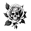 rose with a skull inside it,gothic  tattoo design idea