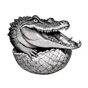 crocodile in a dumpling tattoo design idea