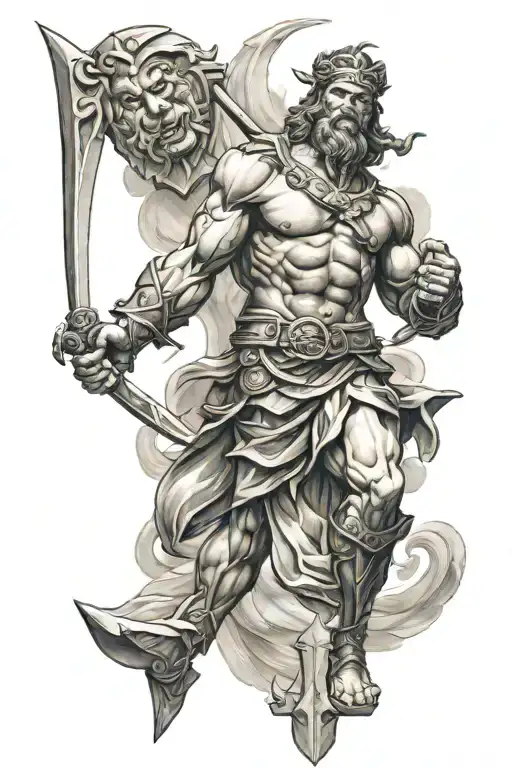 David vs Goliath sleeve biblical tattoo design idea