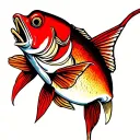 red drum fish swimming tattoo design idea