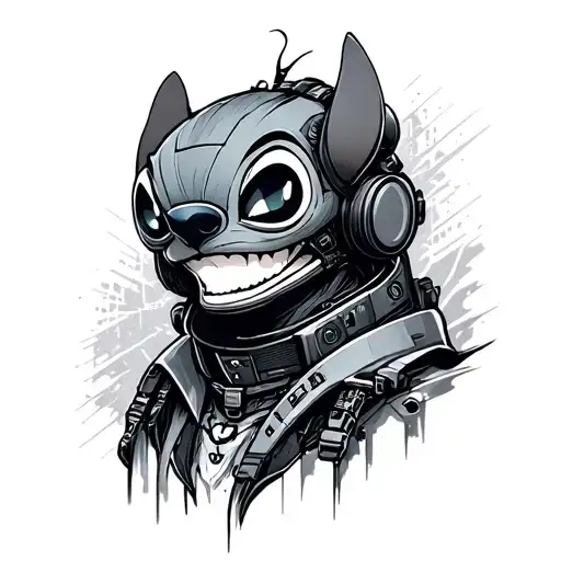 You give me a cyberpunk style stich tattoo design idea
