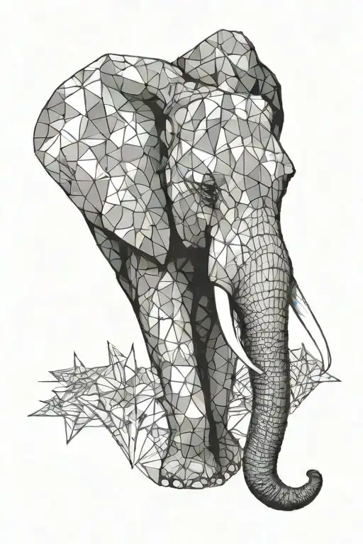the elephant's face and its trunk looking up tattoo design idea