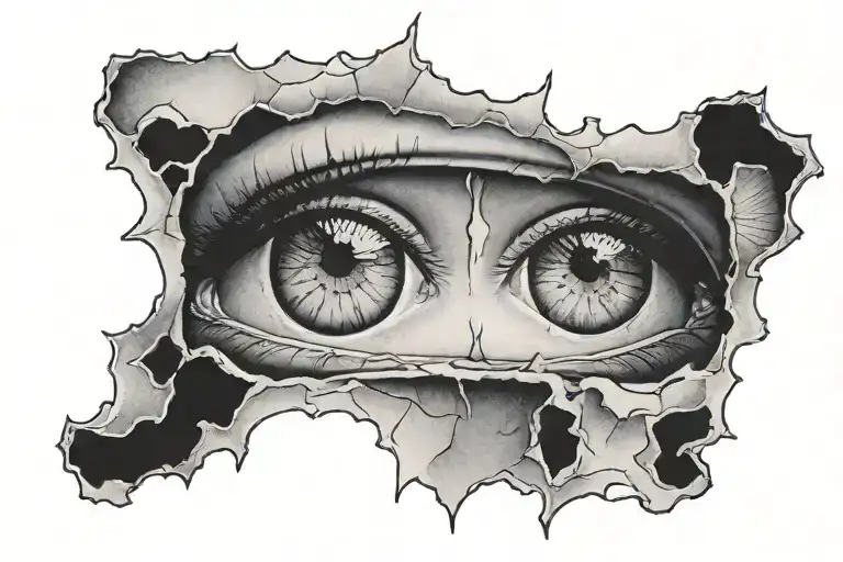 eyes looking through a narrow window  tattoo design idea