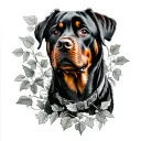rottweiler and ivy vines tattoo design idea