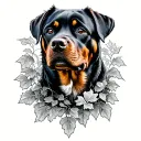 rottweiler and ivy vines tattoo design idea