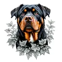 rottweiler and ivy vines tattoo design idea