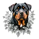 rottweiler and ivy vines tattoo design idea