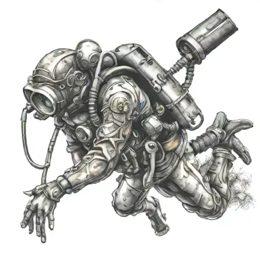 a scuba diver who welds. tattoo design idea