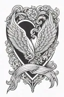 wings, heart tattoo design idea