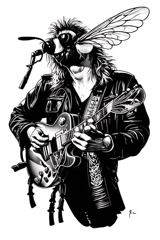 bon jovi with bee/beehive  tattoo design idea