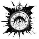 broken stopwatch with anime eye inside tattoo design idea