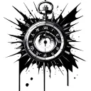 broken stopwatch with anime eye inside tattoo design idea