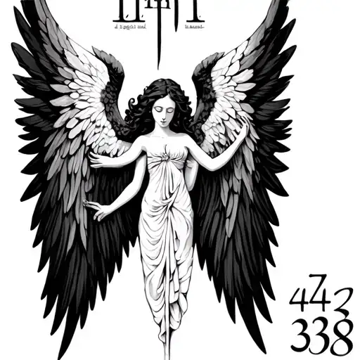 I want to use angel numbers 1111, 444, 333 and quote genesis 28: to tattoo design idea