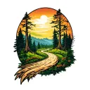 winding road woods surrounded tattoo design idea