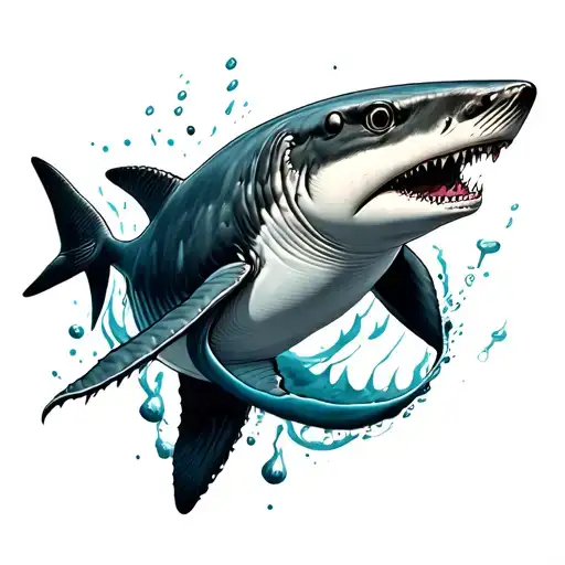 blue whale shark tattoo design idea