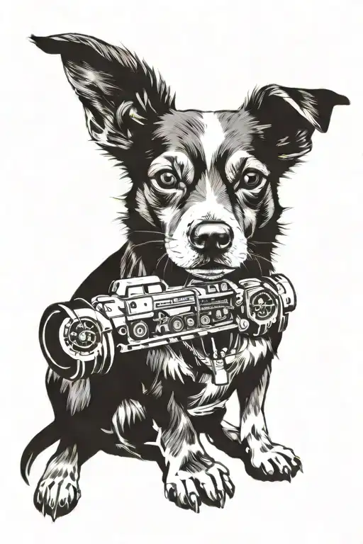 travel, dog, car, music, gym dumbbell tattoo design idea
