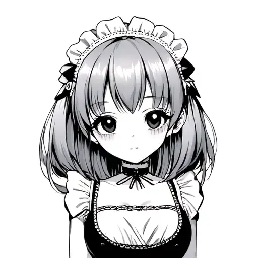 Anime hentai maid girl with ahegao heart eyes tattoo design idea