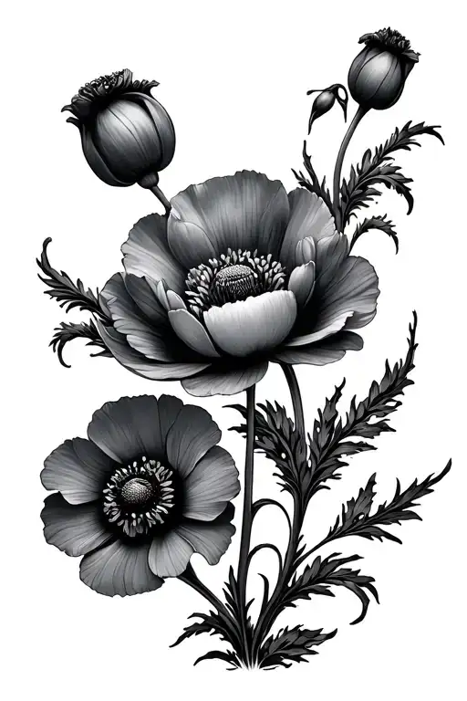 poppy anemone chain tattoo design idea