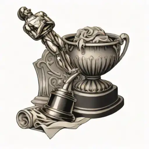 oscar trophy and 33 age tattoo design idea