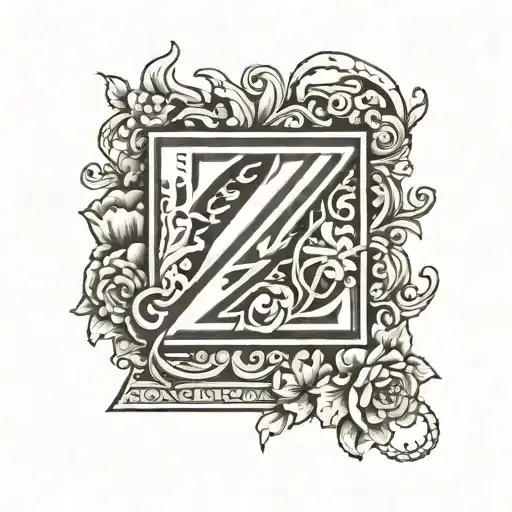 letter Z with date 12 06 1994 and 08 04 2010 tattoo design idea