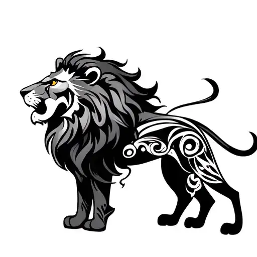 Tribal lion tattoo design idea