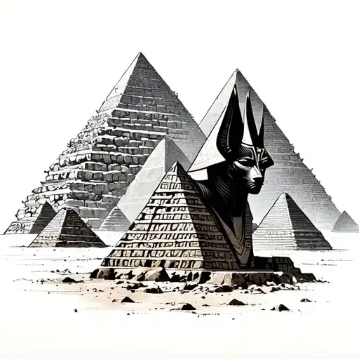 Anubis and the pyramids of Egypt tattoo design idea
