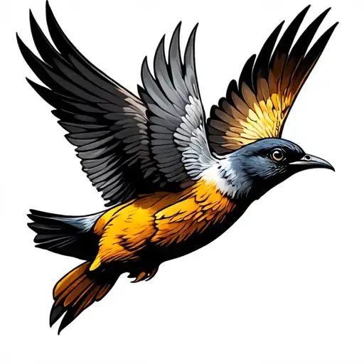 golden swift bird flying tattoo design idea