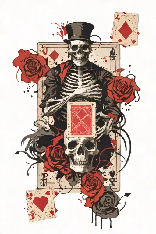 Death holding playing cards tattoo design idea