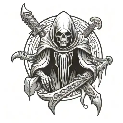 grimm reaper carving tally marks  tattoo design idea