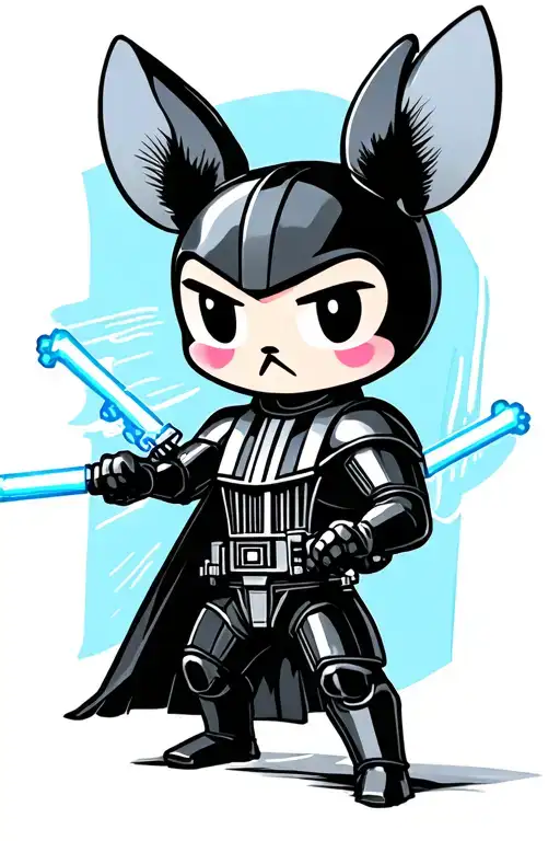 Darth Vader fighting kuromi tattoo design idea