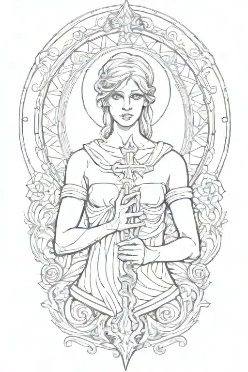 saint sinner saint arm tattoo design idea