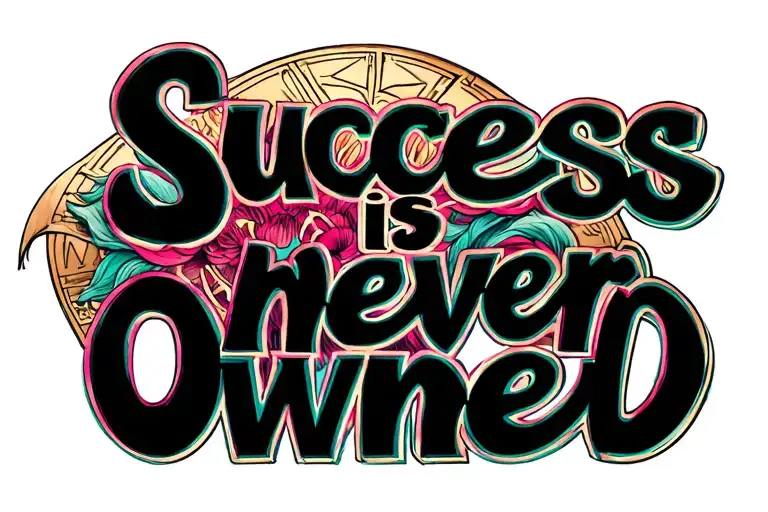 "Success is never owned" Taurus zodiac symbol tattoo design idea