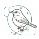 Small dainty hidden robin bird flying tattoo design idea