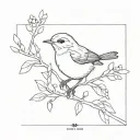 Small dainty hidden robin bird flying tattoo design idea