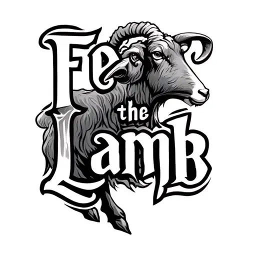 Fear The Lamb text tattoo design idea