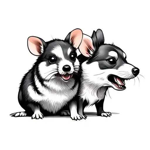 Chinese year ov the rat and dog combinations  tattoo design idea