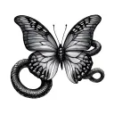 Snake Butterfly tattoo design idea
