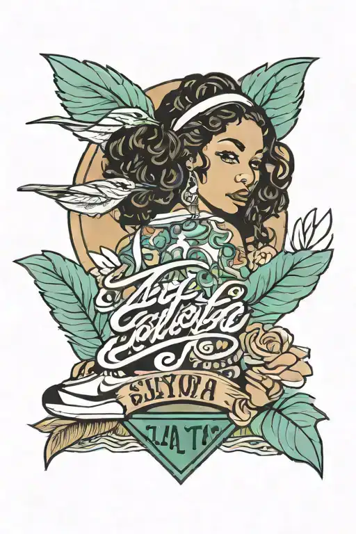 the name Latoya on top of the name Sylvia,a Nike logo,a baseball,the words true hope  tattoo design idea