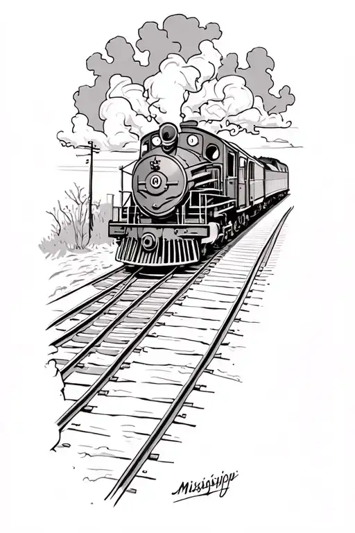 ghost train with tracks Georgia Mississippi tattoo design idea